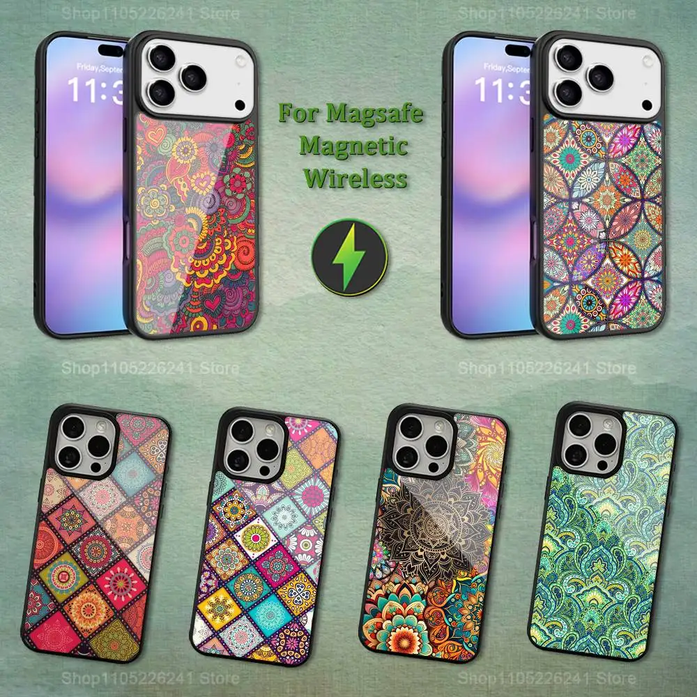 

Colorful Mandala Pattern Phone For iPhone 17,14,11,15,16,13,12,Pro,Max,For Magsafe,Plus,Mini, Magnetic Wireless Charging Case