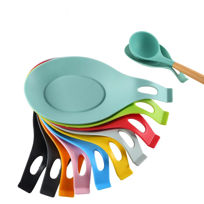 1PC Food Grade Silicone Spoon Mat Silicone Heat Resistant Placemat Tray Spoon Pad Drink Glass Coaster Hot Sale Kitchen Tool 5z