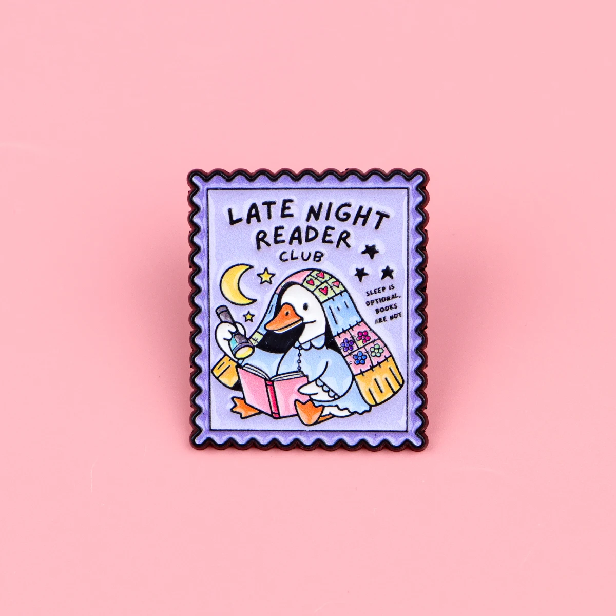 LATE NIGHT READERS CLUB  SLEEP IS OPTIONAL, BOOKS ARE NOT Enamel Pin Cute Duck Brooch Lapel Pins Badge Fashion Jewelry Gifts