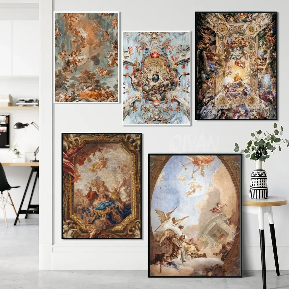 1pc Renaissance Art Painting Pattern Classic Movie Poster Self-adhesive Art Poster Waterproof Paper Sticker Wall Decor