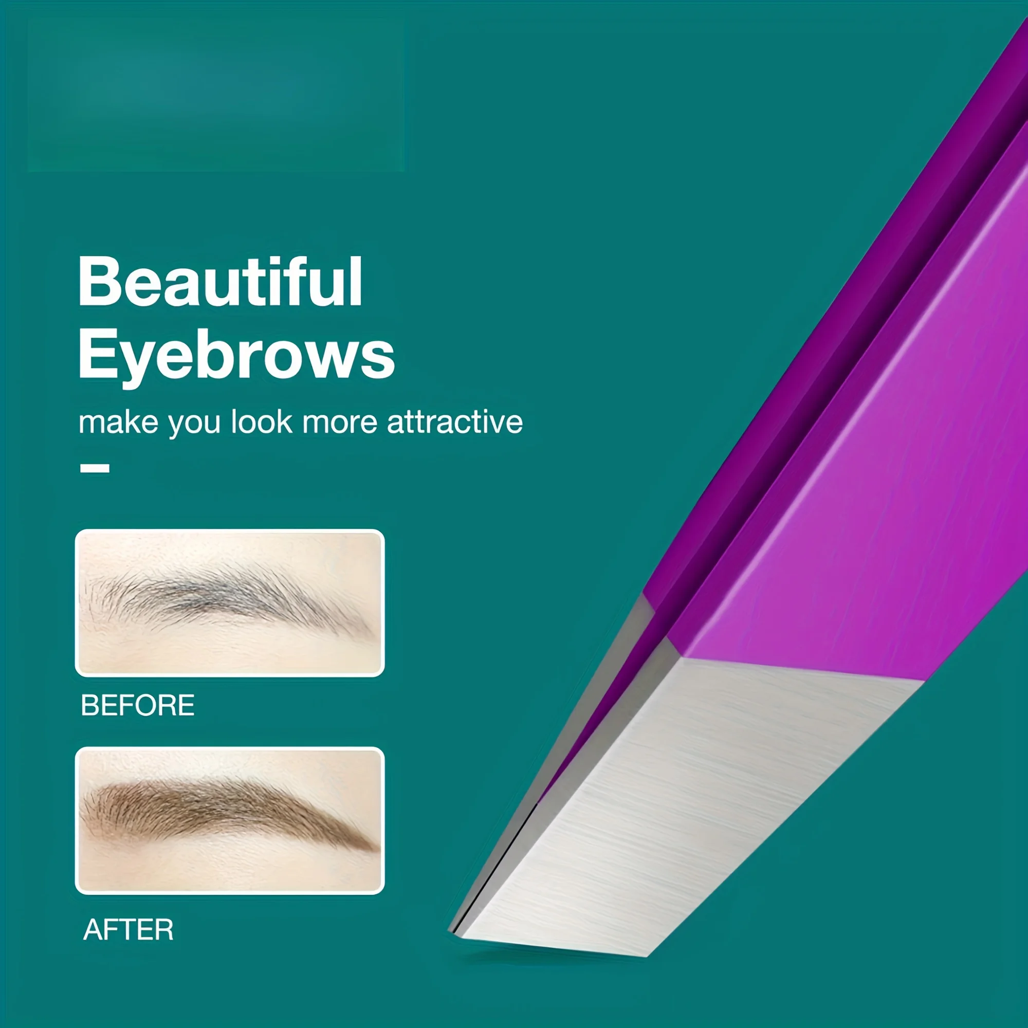 Clip para cejas de alta precisión, pinzas rizadoras de pestañas de acero inoxidable, diseño inclinado púrpura, desplumado de barba para hombres, regalo de Navidad