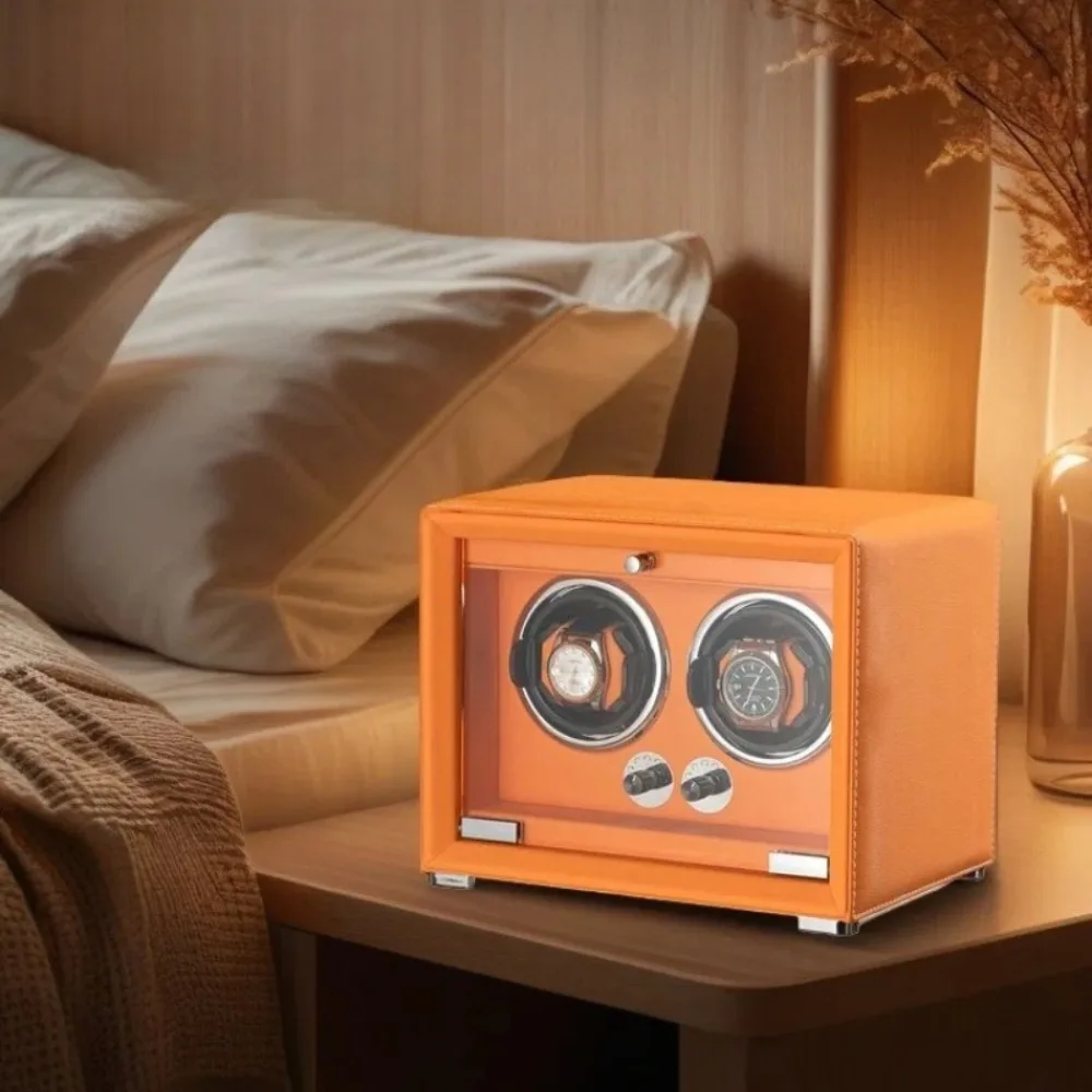 Leather Watch Winder Box Mechanical Watch Automatic Winding Device Household Multi Slot Shaker Men's Watches Storage Display Box