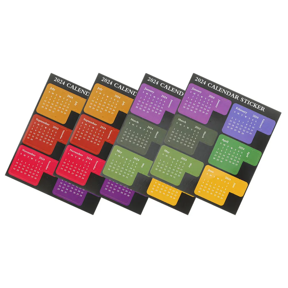 4 Sheets Colored Calendar Index Stickers Self Adhesive Notebook Tabs Planner Accessories Office Study Daily Use Label Stickers