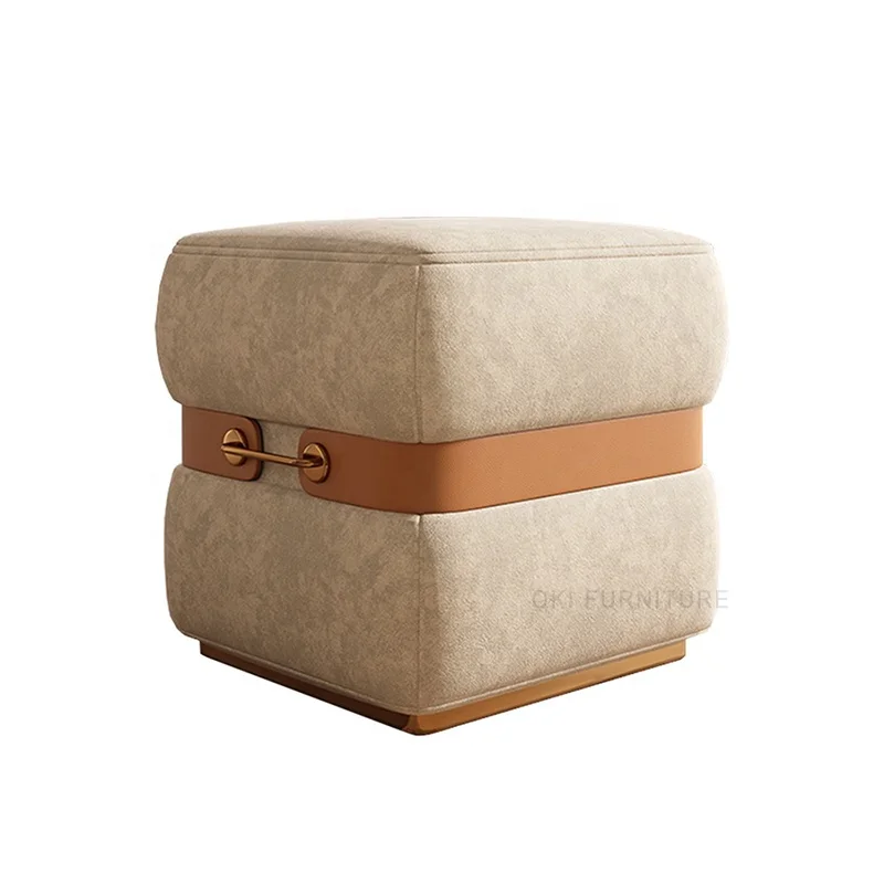 

-For Modern Luxury Tufted Crushed Velvet Ottoman Round Stool Bench Bed End Stool Shoes Changing Modular Chair Foot Stool&