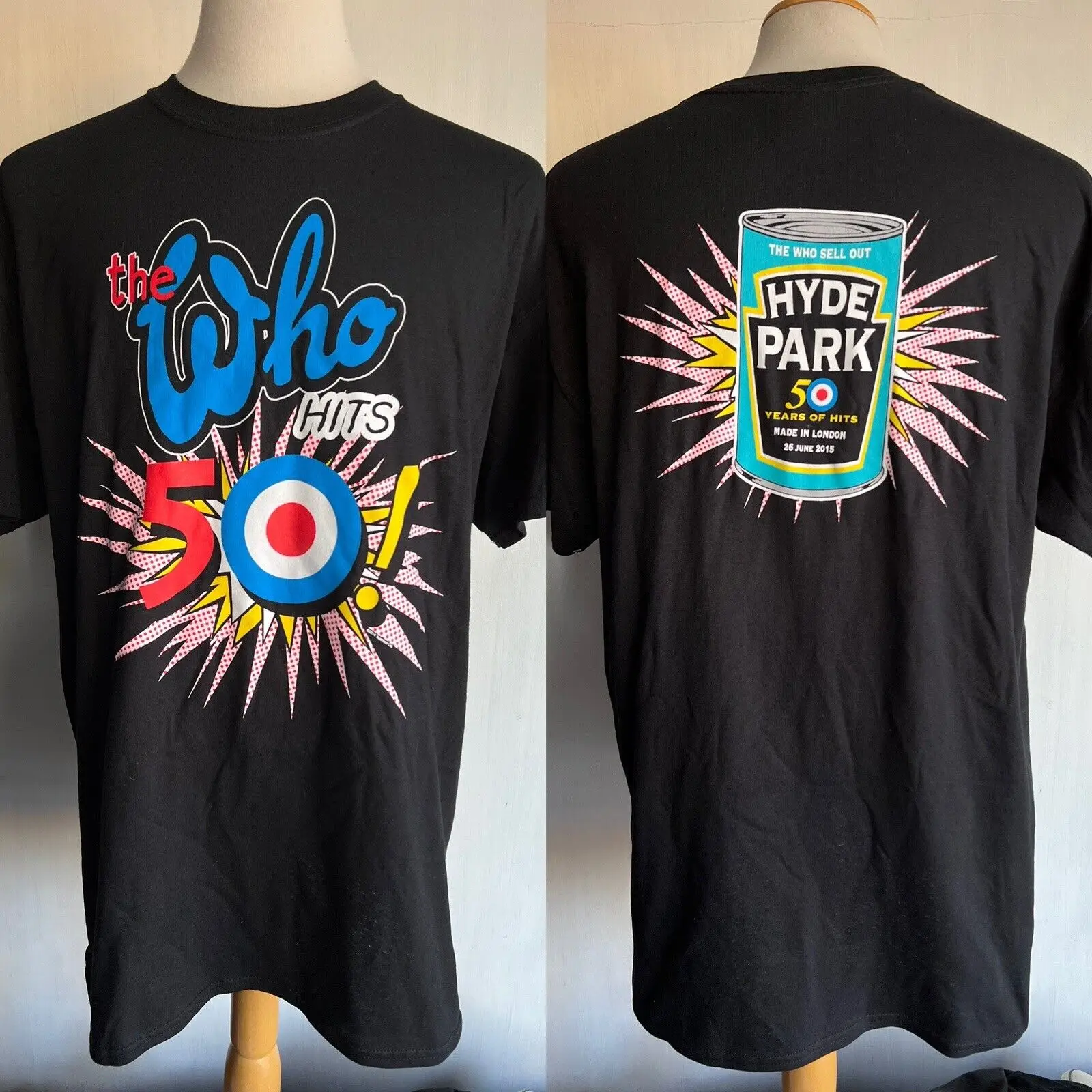 THE WHO SELL OUT HYDE PARK 2015 Official 50 Years of Hits Concert T Shirt XL