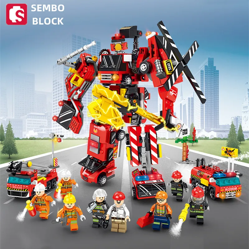 SEMBO BLOCK Chinese building block transformation robot action figure model DIY assembled boy children's toys gift ornaments