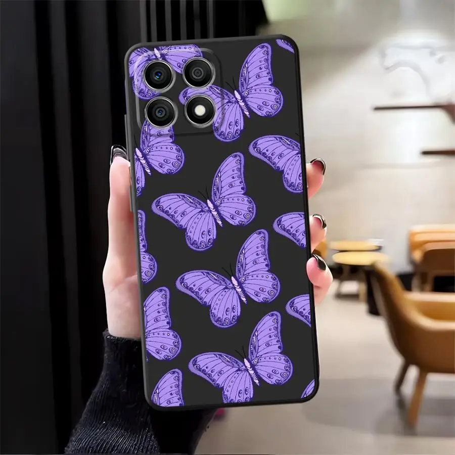 حافظة لهاتف Honor X7a 70 X9a X9 8X X9c X8 90 Lite X7 غطاء خلفي ناعم على شكل فراشات ملونة