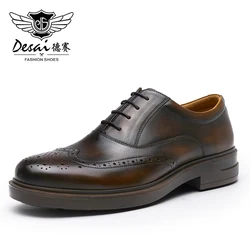 DESAI-zapatos Oxfords de cuero genuino para hombre, calzado Formal clásico de negocios italiano, novedad de 2022