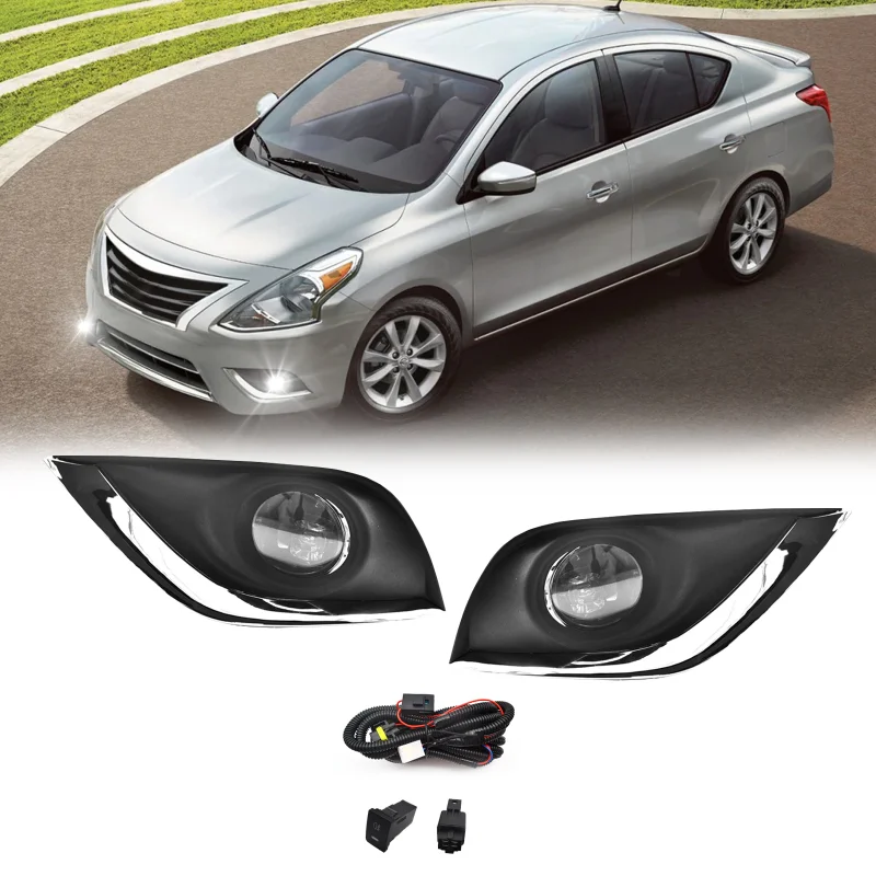 For Nissan Sunny/Almera/vrea 2014 2015 2016 2017 2018 Led Front Fog Lamp Assembly with Cover Fog Light Modification Accessories
