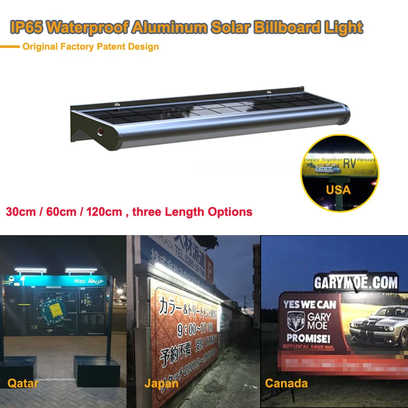 ACMESHINE 30/60/120CM Aluminum IP65 Solar Billboard Light Solar Real Estate Advertising Light Solar Wall Lamp Sign Light Outdoor