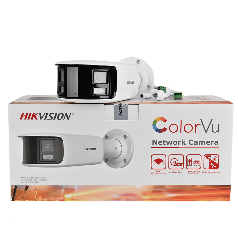 Hikvision DS-2CD2T87G2P-LSU/SL 8MP Dual Lens Panoramische ColorVu Bullet IP-camera Acusense Stroboscooplicht Hoorbaar alarm 2-weg audio