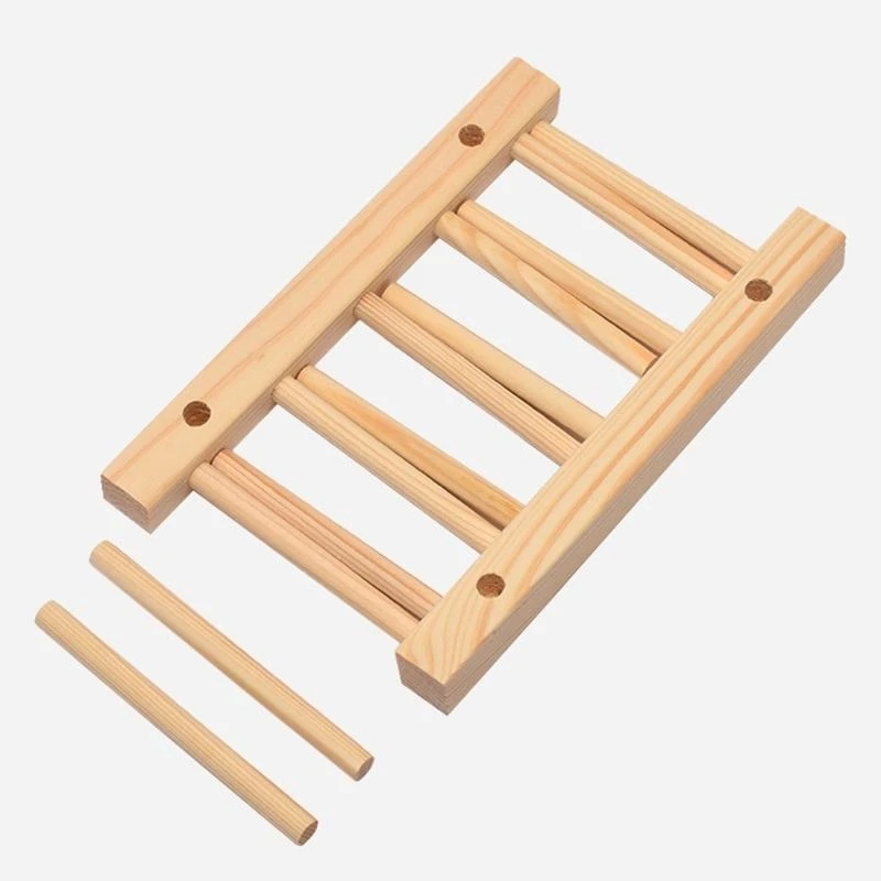 Ventilated Wooden Kitchen Storage System Space Saving Multi Level Dish Organiser Cups Plates Utensils Drying Rack high quality