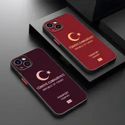 Turkey Passport Phone Case Matte Translucent Back Cover for IPhone 15 Pro Max 14 Pro 13 11 12 Mini Xs X Xr 7 8 Plus Se