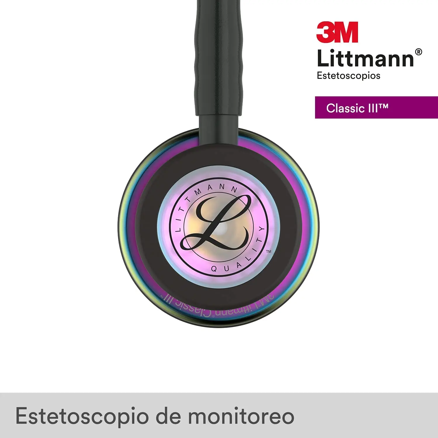 5870 Littmann Classic III Stethoscope, Black w/ Rainbow Chestpiece