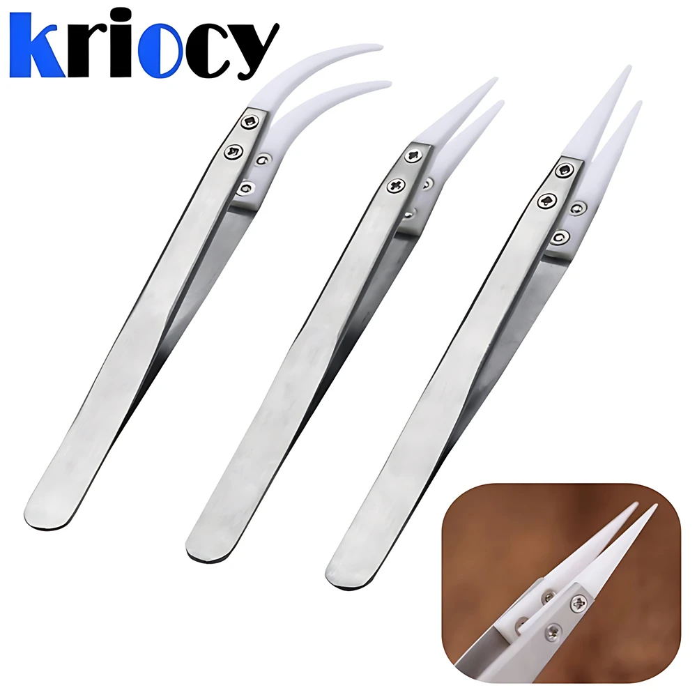 

Temperature Resistant Clamping Forceps Acid Alkali Corrosion Resistant Tweezers Insulation Handle Ceramic 1/3PCS