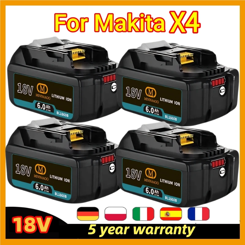 

100% подлинная батарея Makita 18 В, 6 Ач, сменная светодиодная замена для системы BL1860 BL1850 BL1830 LXT400 с Датчик батареи