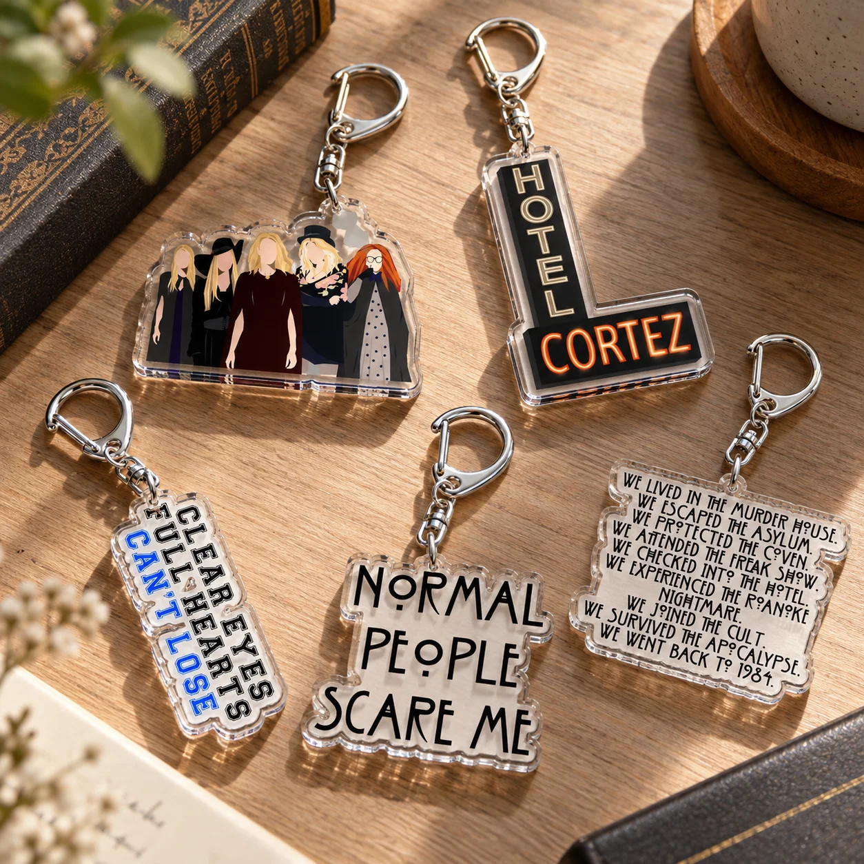 Ahs Scary Horror Murder House Keychains for Accessories Bag Charm Jewelry Evan Peters Key Chain Keyrings Fans Friends Gifts