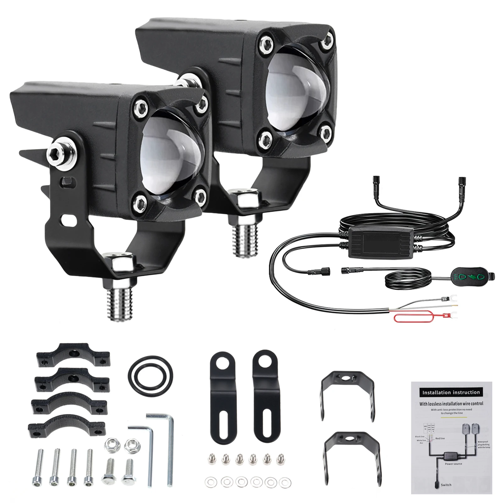 Motorcycle LED Driving Fog Lights 120W 18000LM 6 Lighting Modes LED Auxiliary Lights Compatible with Tractor Truck ATV UTV SUV
