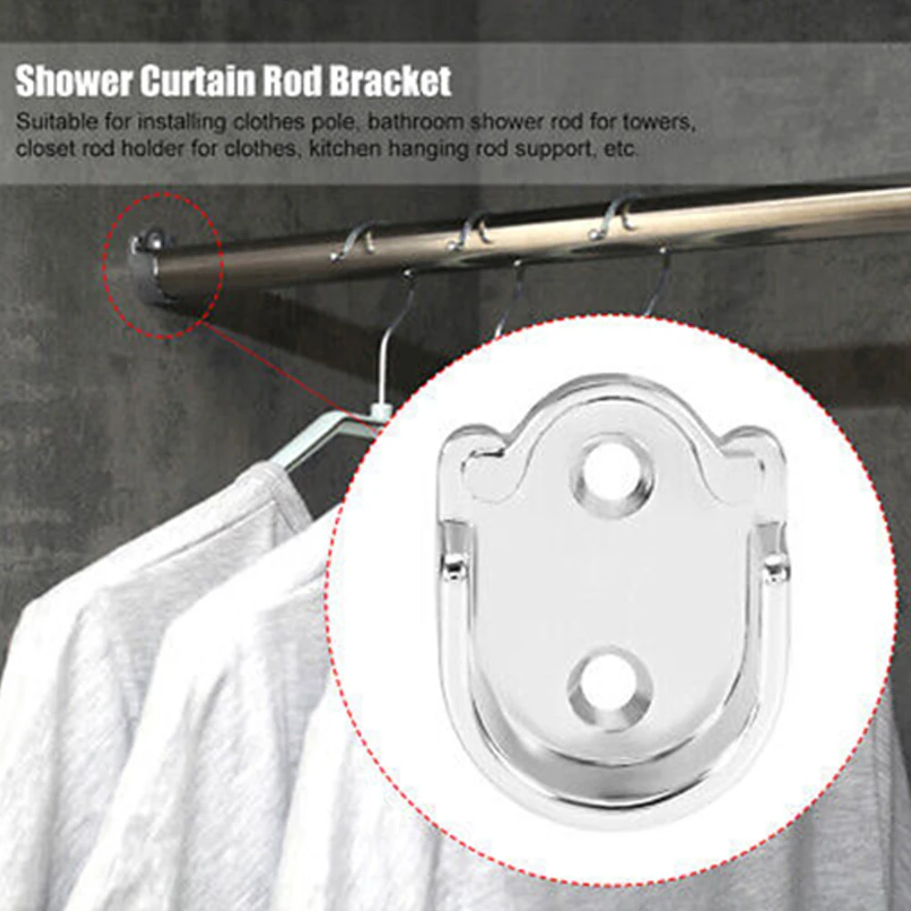 2 Pcs Wardrobe Bracket Heavy Duty Rod Socket Flange Rod Holder Closet Rod End Support U Shaped Rail Support Furniture Hardware