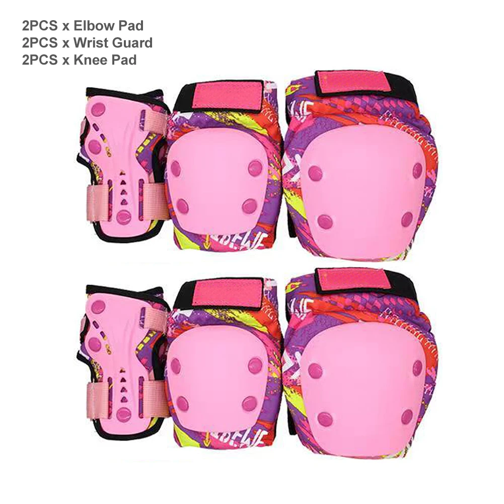 6 In 1 Kids Knee Pad Set Elbow Wrist Cycling Children Protective Equipment Guard Scooter Adjustable Roller Blading Gear Skating