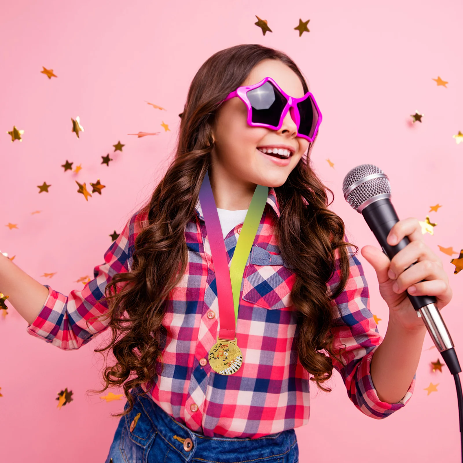 

Gold Medal For First Place Winner Dance Piano Singing Competition Award Neck Hanging Trophy