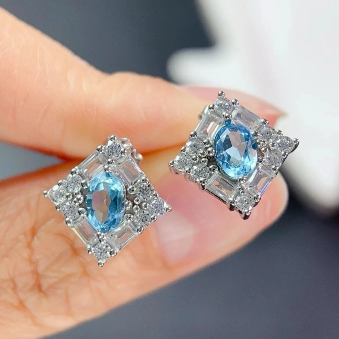 

Серьги из серебра 925 пробы с натуральным топазом, 6x4 мм, с сертификатом, квадратная оправа, элегантные ювелирные изделия