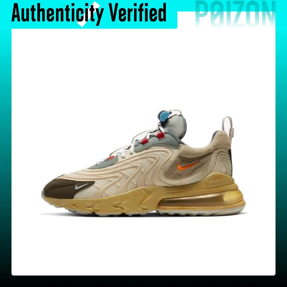 Travis Scott X Nike Air Max 270 Running Shoes Unisex Low-top Beige Yellow CT2864-200