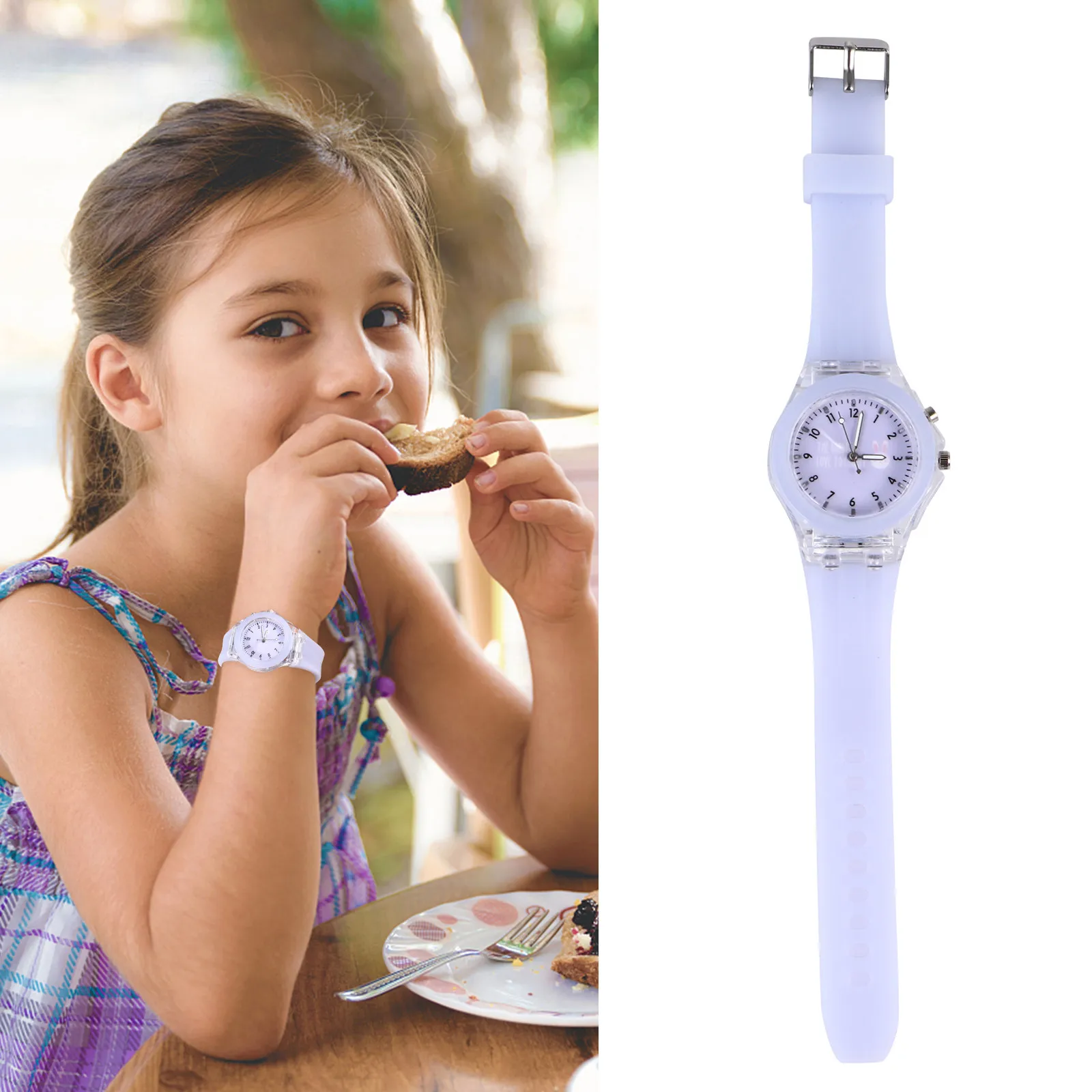 

Светящиеся наручные часы с дизайном мультяшного кролика, удобный силиконовый ремешок, праздничный подарок для