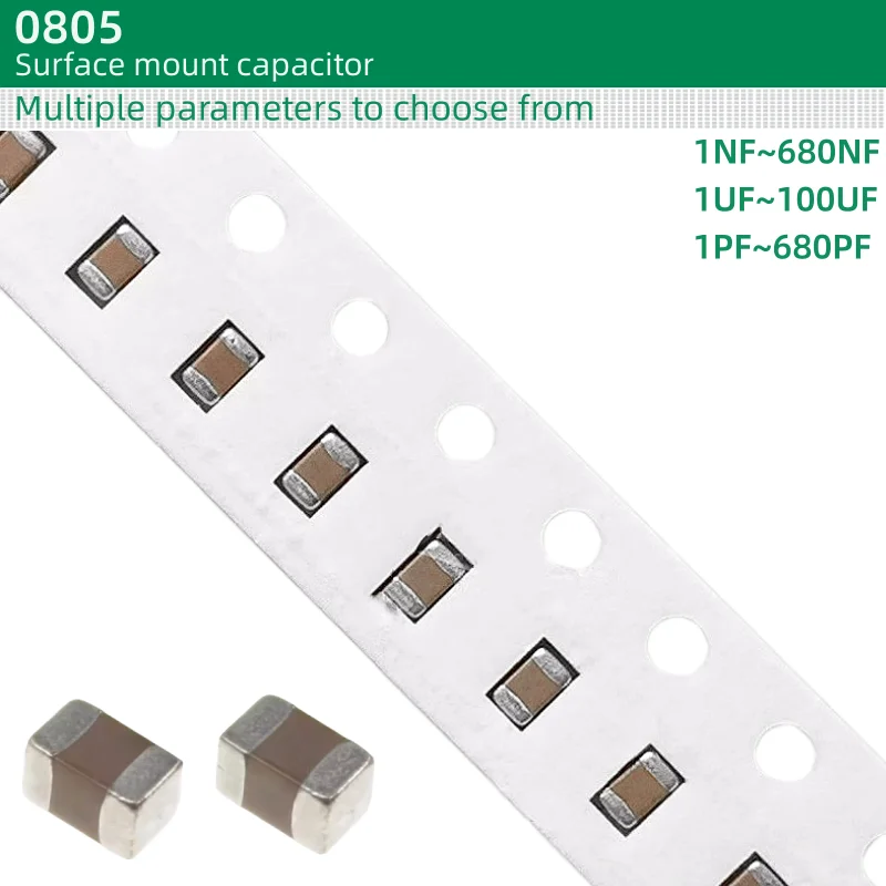 100pcs/lot Surface mount capacitor 0805 package 1NF~10NF 22NF 33NF 47NF 100NF~680NF 1UF~10UF 22UF 47UF 100UF 1PF~100PF~680P