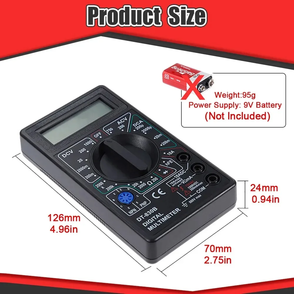 Dt830b 디지털 멀티 계량기 미니 범용 핸드헬드 멀티 계량기 전기 기기