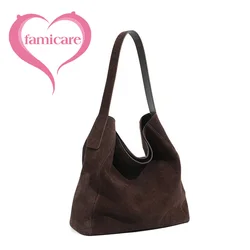 2024 New Women Bag Frosted Leather Tote Female Underarm Bucket Handbag Lady Large Capacity Suede Hobo Shoulder Bag