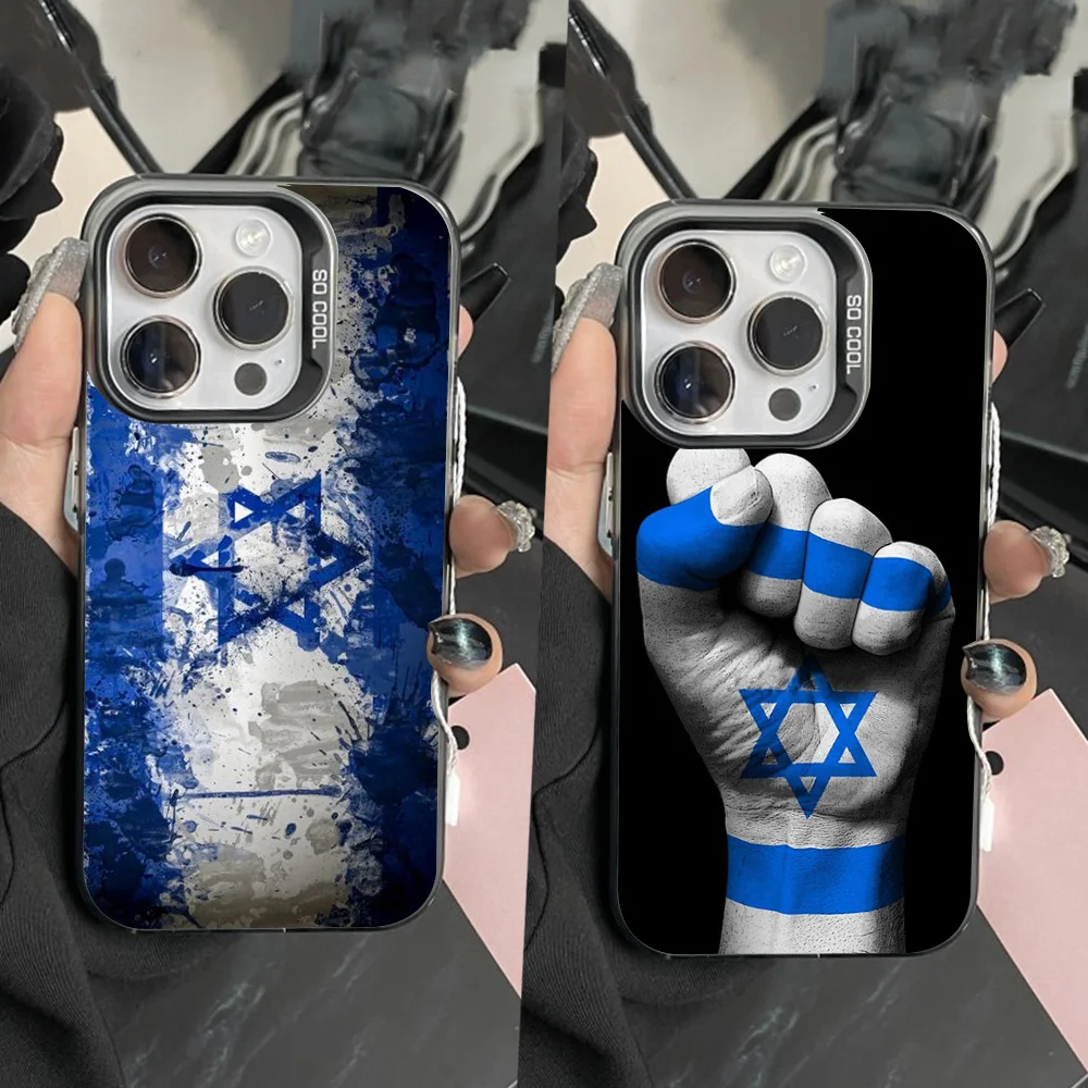 

Star of David I-Israel Flag Phone Case For iPhone 16,15,14,13,12,11,Pro,Max,Plus,Mini,XS Anti Fall Black Matte Hard Bumper