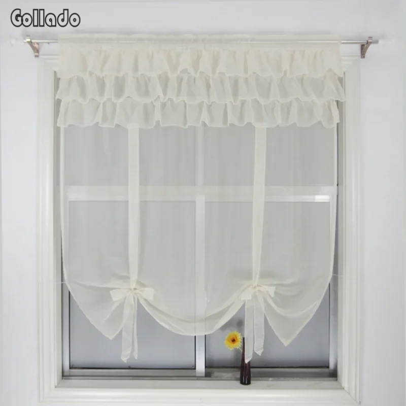 

Gauze Tieblinds Curtain, Flouncing Design, Balcony Kitchen Seer Wave Blinds, Home Tie-up Voile Window Treatments