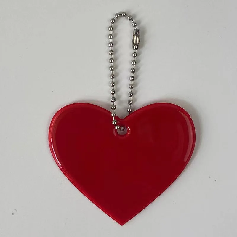 Reflective Pendant Heart Shap Keychain Bags Accessories High Visible PVC Reflector Keyrings Backpacks For Ladies Children Safe