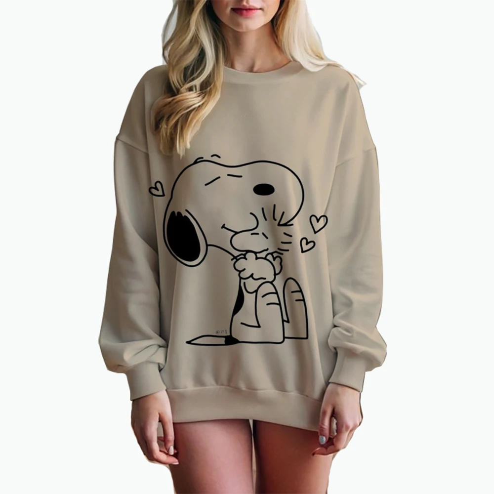 Woman\'s Hoodie New Autumn/Winter Fashion Y2K Snoopy cartoon print Sweatshirts Round Neck Coat Loose Long Sleeve Hatless Hoodie