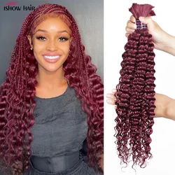 99J Deep Wave Bulk Human Hair Burgundy For Braiding 100% Unprocessed Remy Human Hair Extensions Brazilian Braiding Hair Human