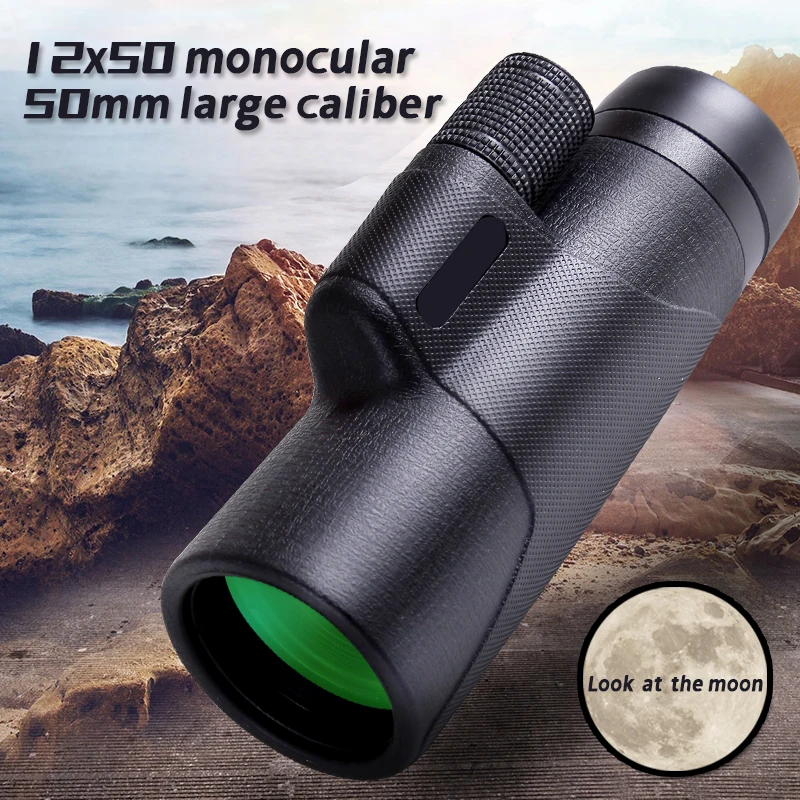 High Power 12X50Monocular Telescope Long Range Zoom BAK4 Prism With Tripod Phone Clip For Outdoor Camping Hunting Scope