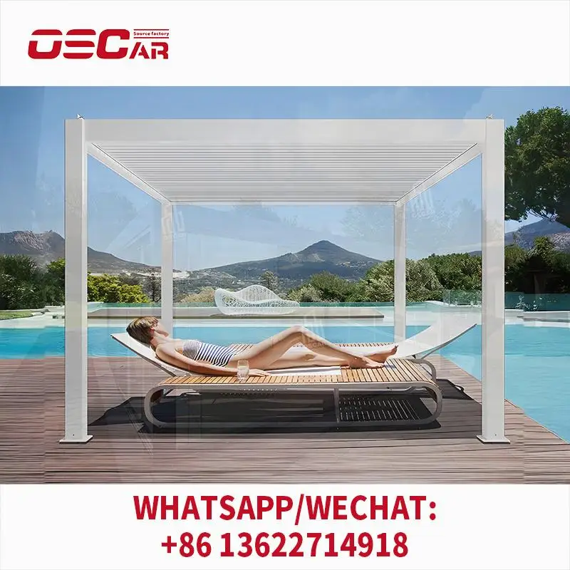 

Bioclimatic Waterproof Aluminum Electric Outdoor Louvre Gazebo Awning for Garden Patio Terrace pergolas