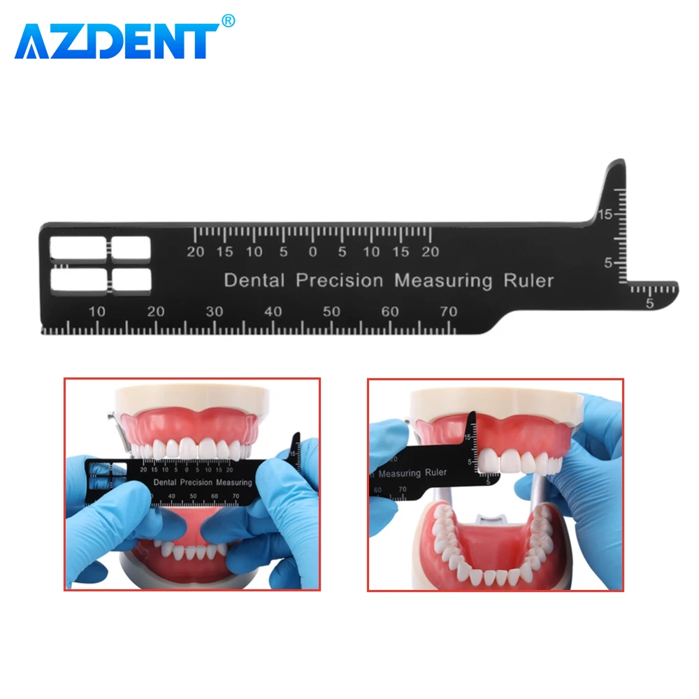 AZDENT Dental Precision Measuring Ruler Double-Sided Scale Multi-Measuring Gauge Instrument Aluminium Alloy