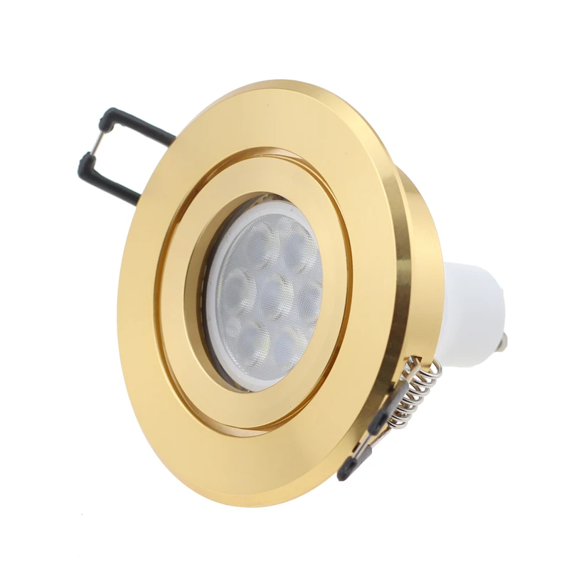 Refletor para globo ocular embutido, Downlight LED redondo, Moldura de teto, Cromo prateado e dourado, 6W