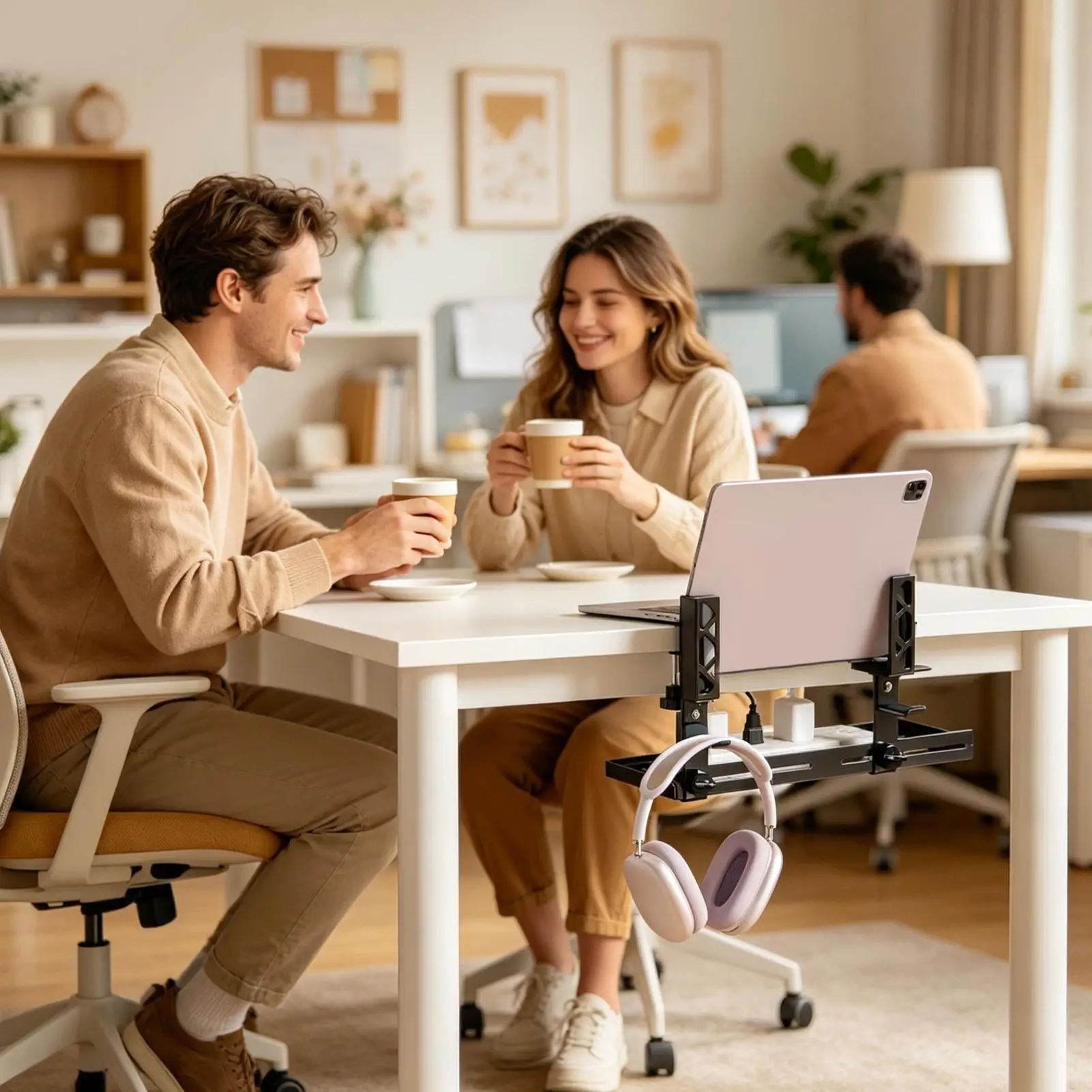 

Подстольный органайзер для кабелей 15,63 дюйма, крепление на зажимах, без сверления, металлический, для спальни, дома, квартиры