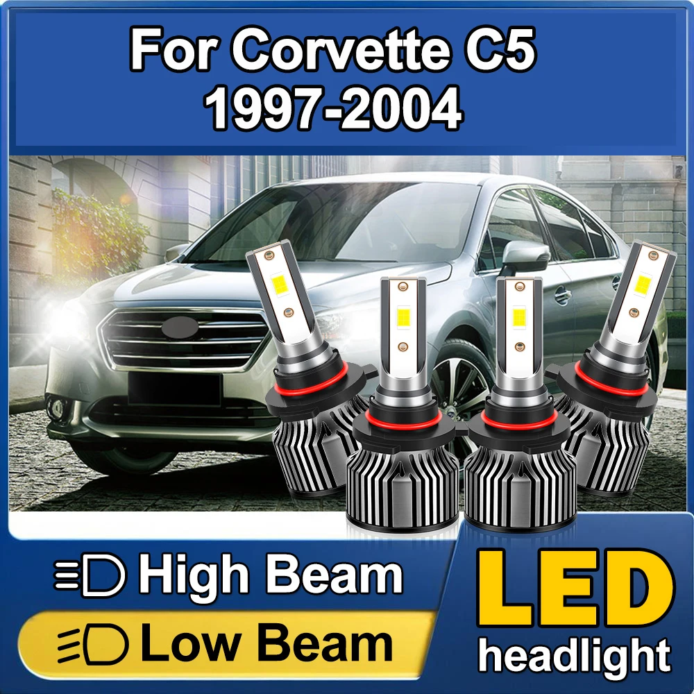 

9005/HB3 Hi Beam 9006/HB4 Светодиодные автомобильные фары ближнего света Комплект светодиодных фар дальнего света 6500K Белые автомобильные лампы для Corvette C5 1997-2004 гг.
