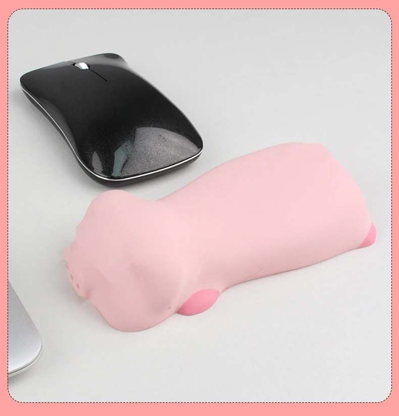 Cartoon-Schwein Silikon-Handgelenkauflage Mauspad 2 Farben Niedliche Büro-Gaming Ergonomische Rutschfeste Schreibtischunterlage – Detail 4