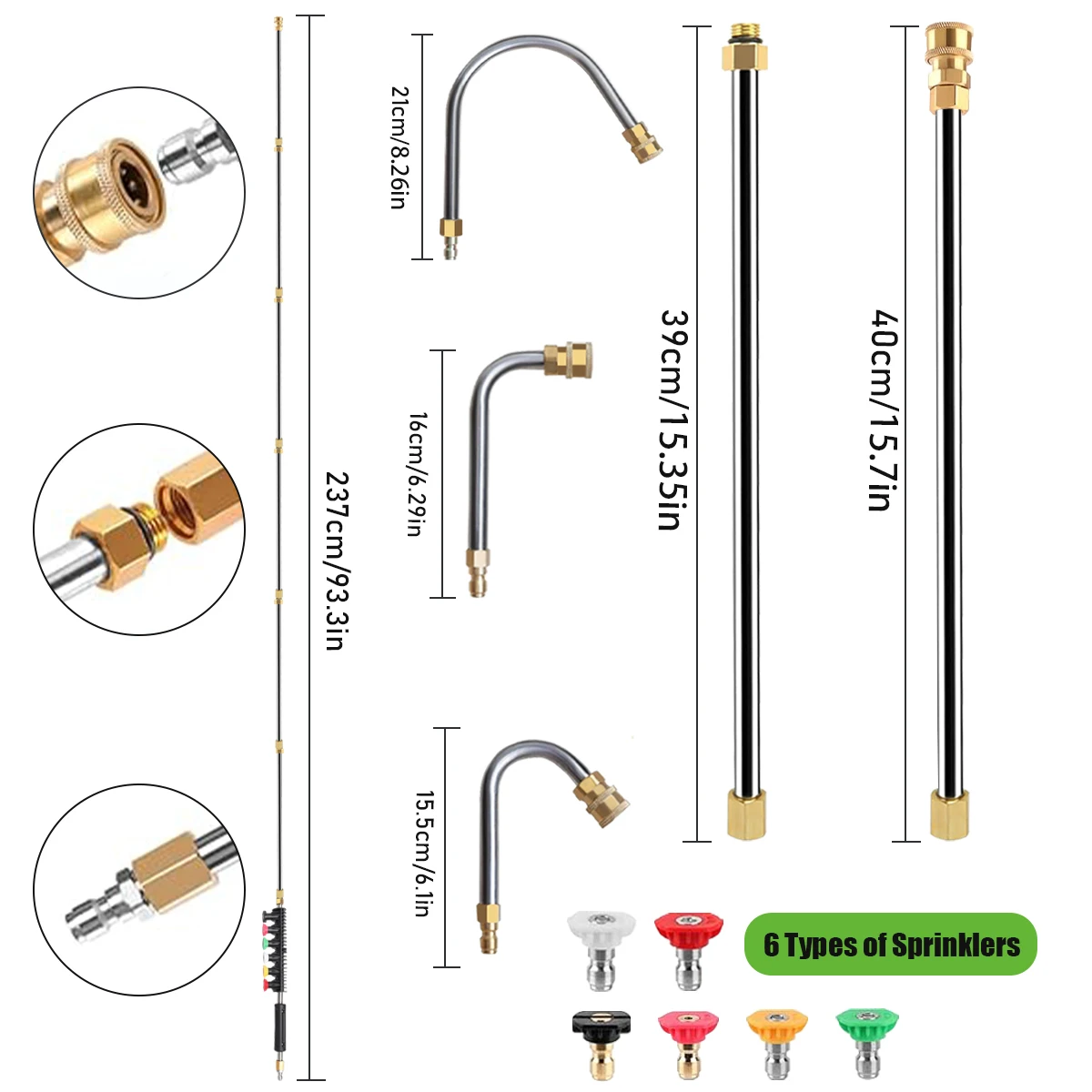 10pcs/set High Pressure Washer Extension Wand 1/4