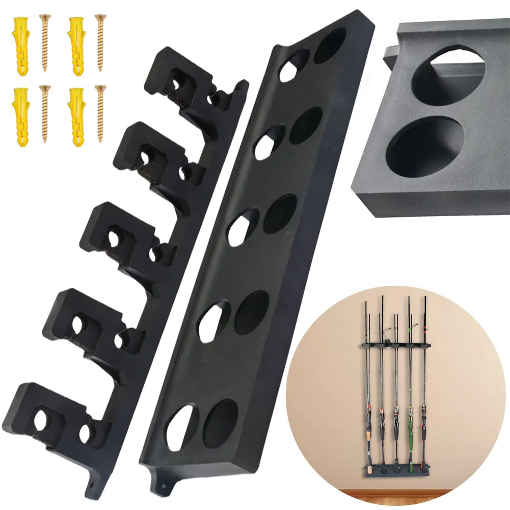 

10 Holes Fishing Rod Holder Wall Mount Fishing Rod Rack Fishing Pole Display Storage Rack for Garage Cabin and Basement