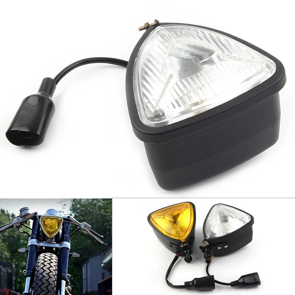 12V Triângulo Motocicleta Farol Lâmpada Cabeça Luz Para Harley Chopper Bobber Personalizado Cafe Racer