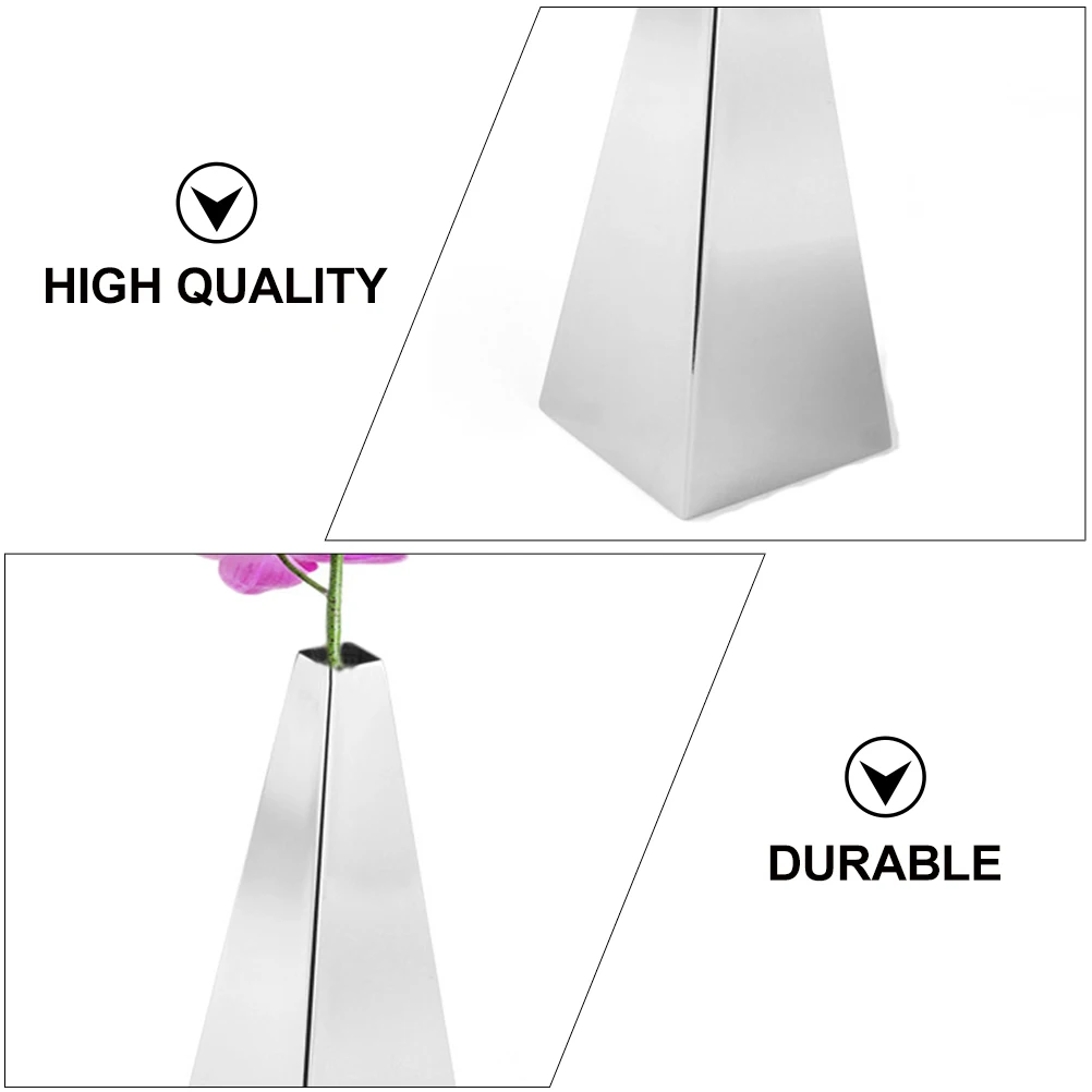 

Pyramid Stainless Steel Vase Decoration Metal Desktop Flower nament Simple Vase for Artificial Flowers Wedding