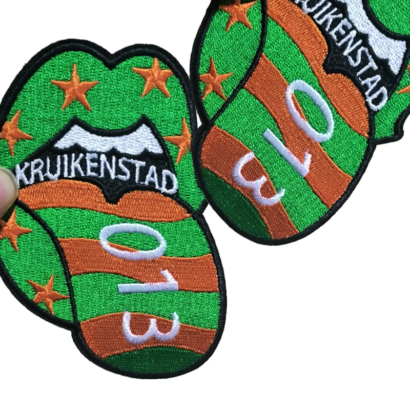 Carnival Kruikenstad Embleem green and orange Patches for Clothing Iron on Embroidered Sew Applique Patch 013 Badge