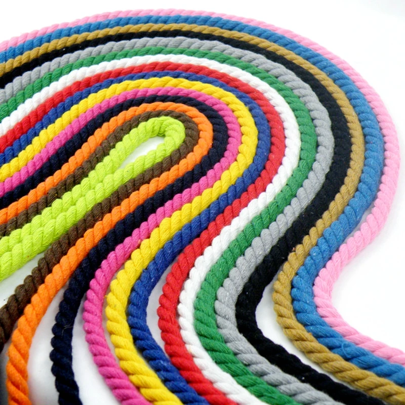 5-20mm Cotton Rope 3 Shares Twisted Cords For Home Textile Craft Decoration Bag Drawstring Belt DIY Lanyard Thread Cord 10meters