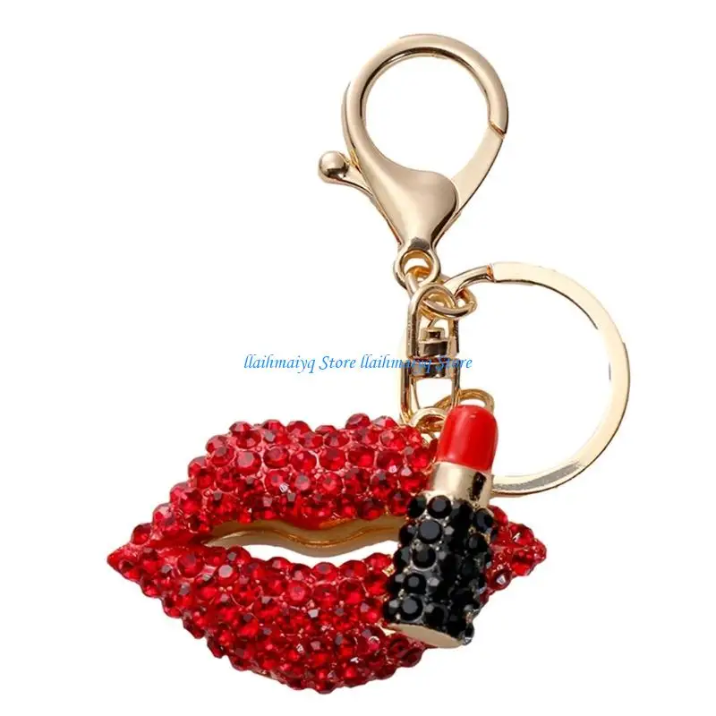 573B Lip Holder Fashionable Bag Charm With Glittering Rhinestones For Personalizing Keys And Bags